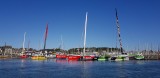 Iles et rivages -Bateaux de course devant l'estacade du port de La Trinité sur Mer - Morbihan - Bretagne