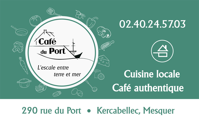 Café du Port à Kercabellec - Carte de visite - Mesquer-Quimiac