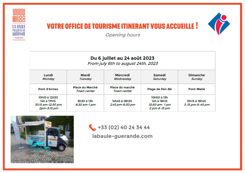 Horaires d'ouverture point d'information saisonnier d'Assérac