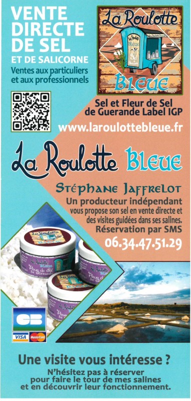La Roulotte Bleue - visite des marais salants à Pradel,  Guérande - flyer