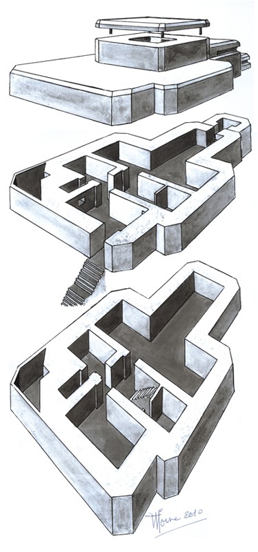 Musée du Grand Blockhaus à Batz-sur-Mer : dessin du blockhaus