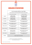 Horaires d'ouverture des Offices de tourisme du 06/11/23 au 05/04/24