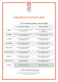 Horaires d'ouverture des Offices de tourisme du 17/11/25 au 04/01/26