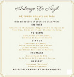Menu du 1er janvier Auberge Le Nézil
