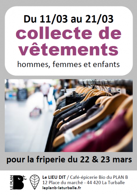 collecte de vêtements au plan b - la turballe
