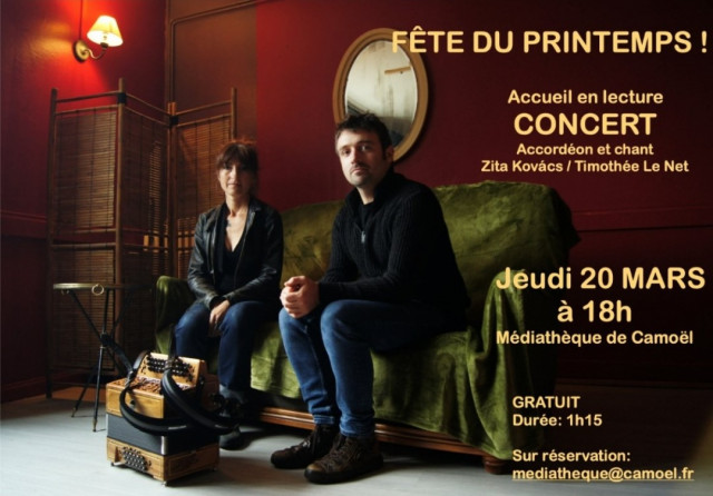Concert : Zita Kovacs et Timothée Le Net - Médiathèque de Camoël
