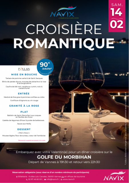 Croisière - Diner romantique à l'occasion de la Saint-Valentin - Vannes