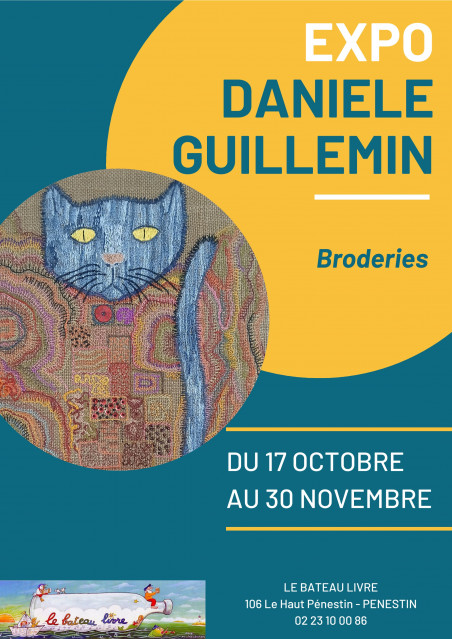 Expo Broderies de Daniele Guillemin - Le Bateau-Livre - Pénestin