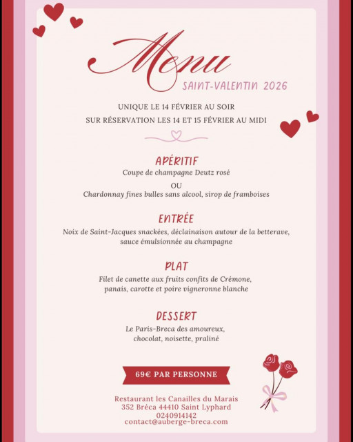 Menu de la Saint-Valentin - Les Canailles du Marais