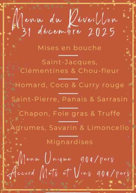 Menu du réveillon de la Saint-Sylvestre au restaurant Pops