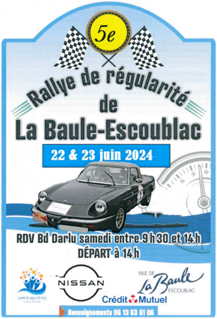Rallye de régularité 2024 Du 22 au 23 juin 2024