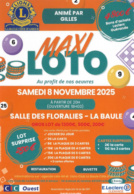 Soirée Maxi Loto Lions International La Baule