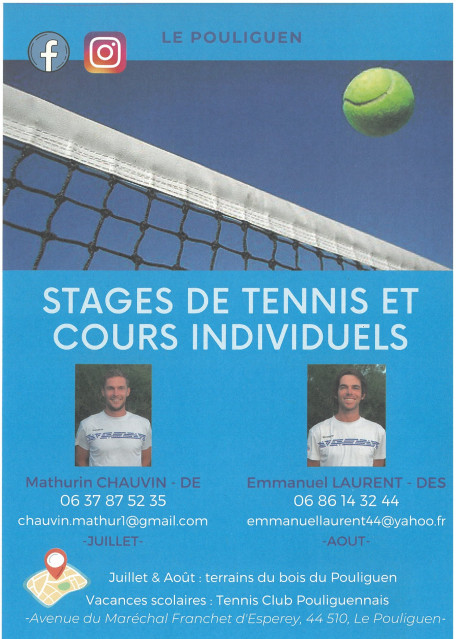 Stages de tennis été - Le Pouliguen