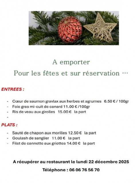 Vos menus de fêtes à emporter au Jardin des Gourmands