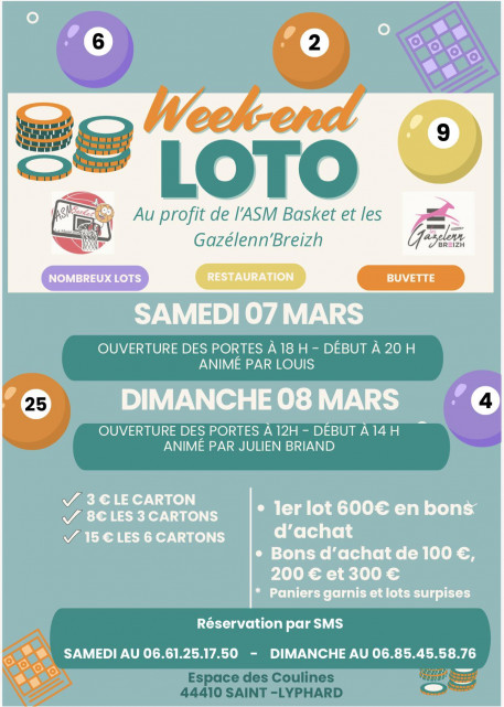 Week-end Loto - ASM Basket - Gazélenn'Breizh - Saint-Lyphard