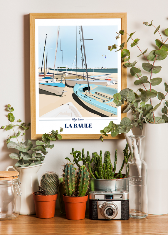 Boutique en ligne - Affiche bateaux plage Benoît La Baule - Office de tourisme la Baule Presqu'île de Guérande