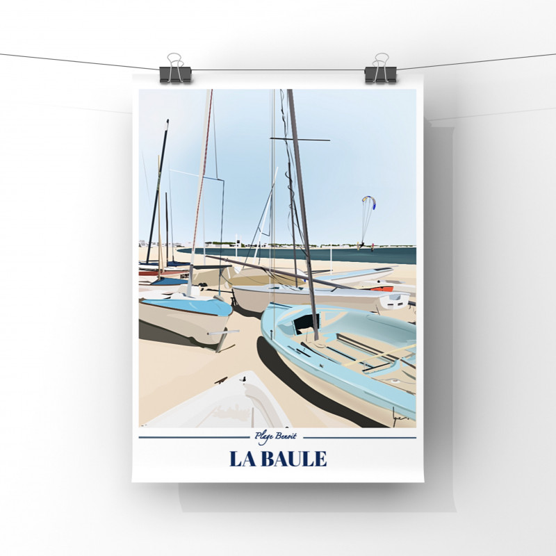 Boutique en ligne - Affiche bateaux plage Benoît La Baule - Office de tourisme la Baule Presqu'île de Guérande