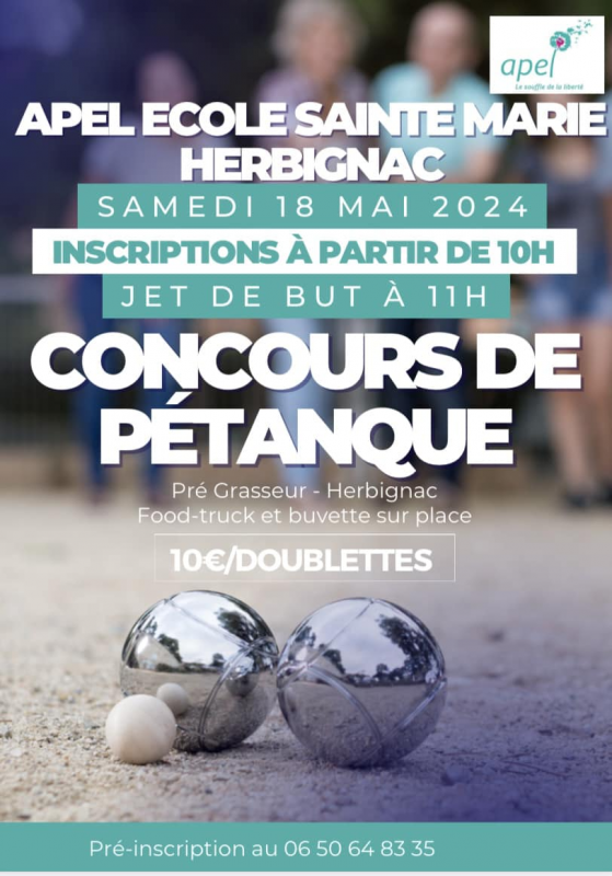 Concours de Pétanque - APEL Sainte-Marie - Herbignac