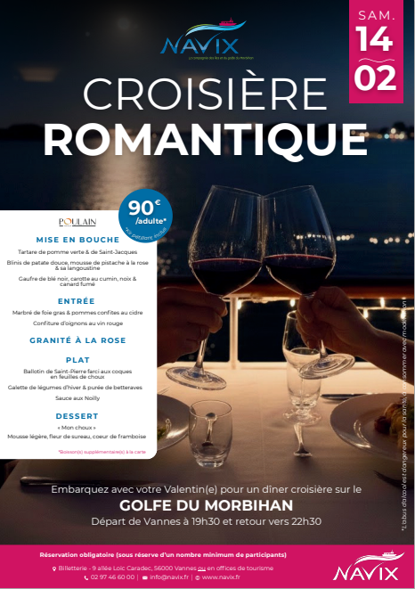 Croisière - Diner romantique à l'occasion de la Saint-Valentin - Vannes