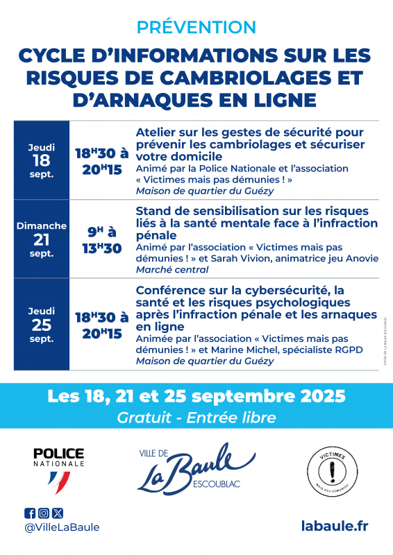 | Cycle d d’informations : risques de cambriolages et d’arnaques en ligne
