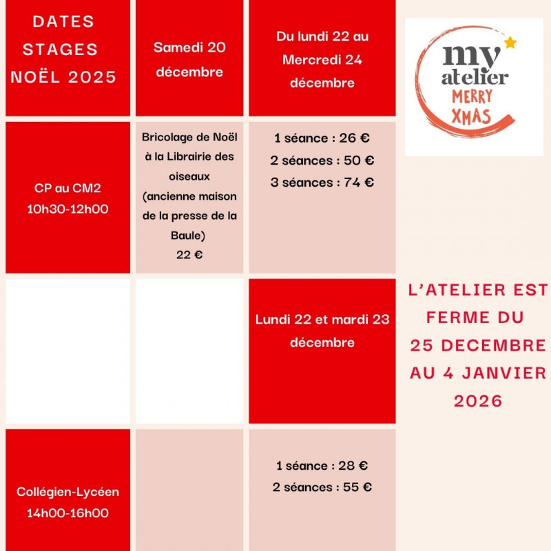 dates stages de Noel