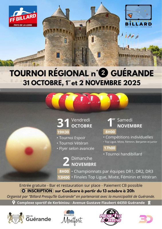 Le tournoi régional de billard blackball - Guérande