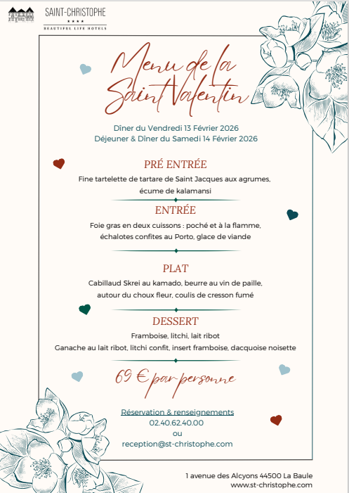Menu de la Saint-Valentin au Saint-Christophe - La Baule