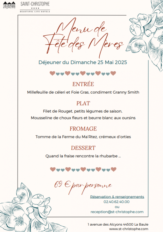  Menu déjeuner fête des Mères - La Baule 