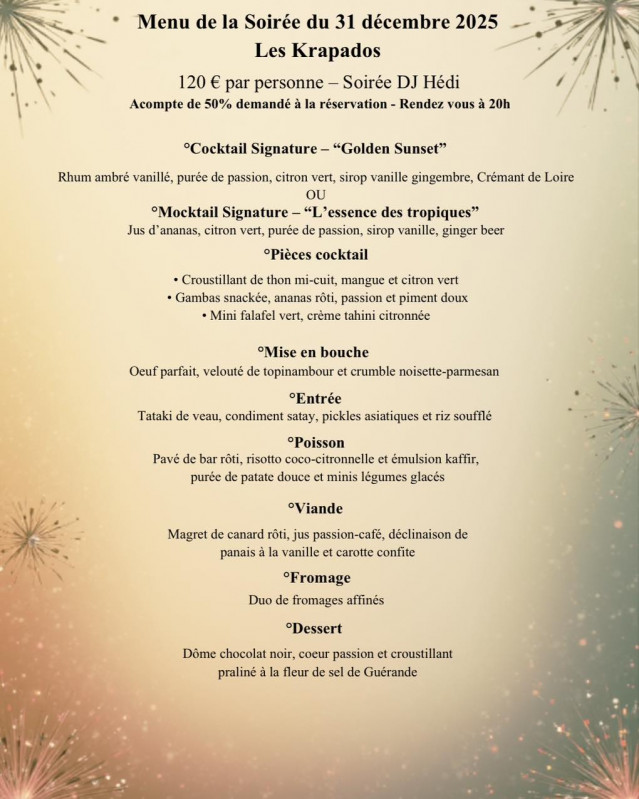 Menu du Nouvel an - Les Krapados 2025 Menu du Nouvel an - Les Krapados 2025