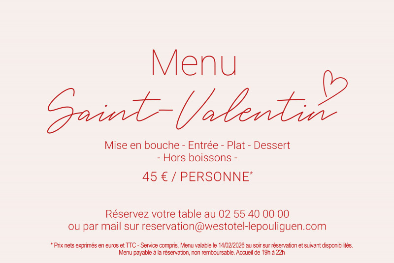 Menu Saint-Valentin au Restaurant Ailleurs - Le Pouliguen 
