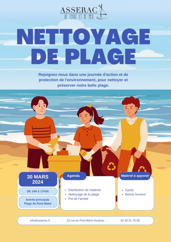 Nettoyage de plage, Pont-Mahé à Assérac