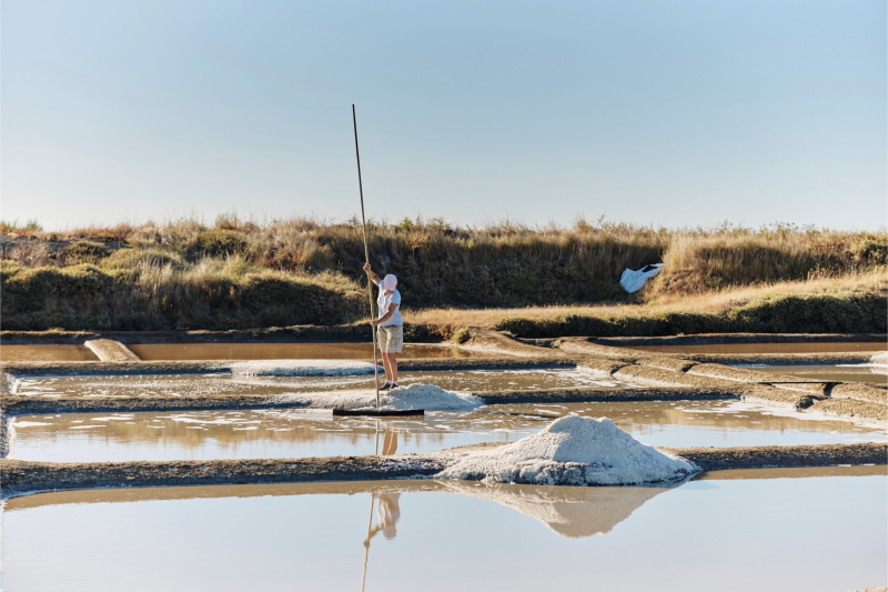 Paludier dans les marais salants de Guérande