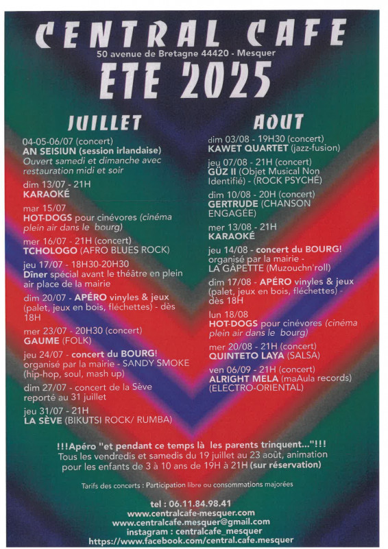 Programmation Central Café été 2025 - Mesquer