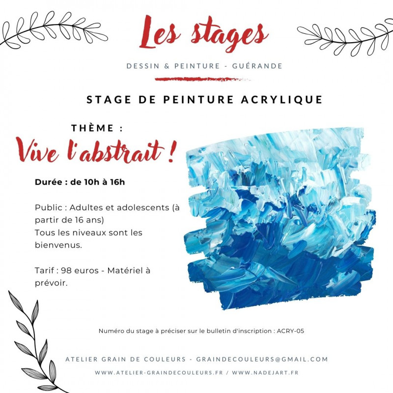 Stage de peinture acrylique - Guérande - l'abstrait