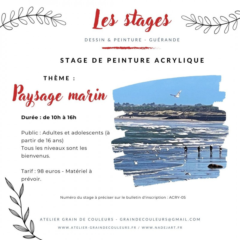 Stage de peinture acrylique - Guérande - paysage marin