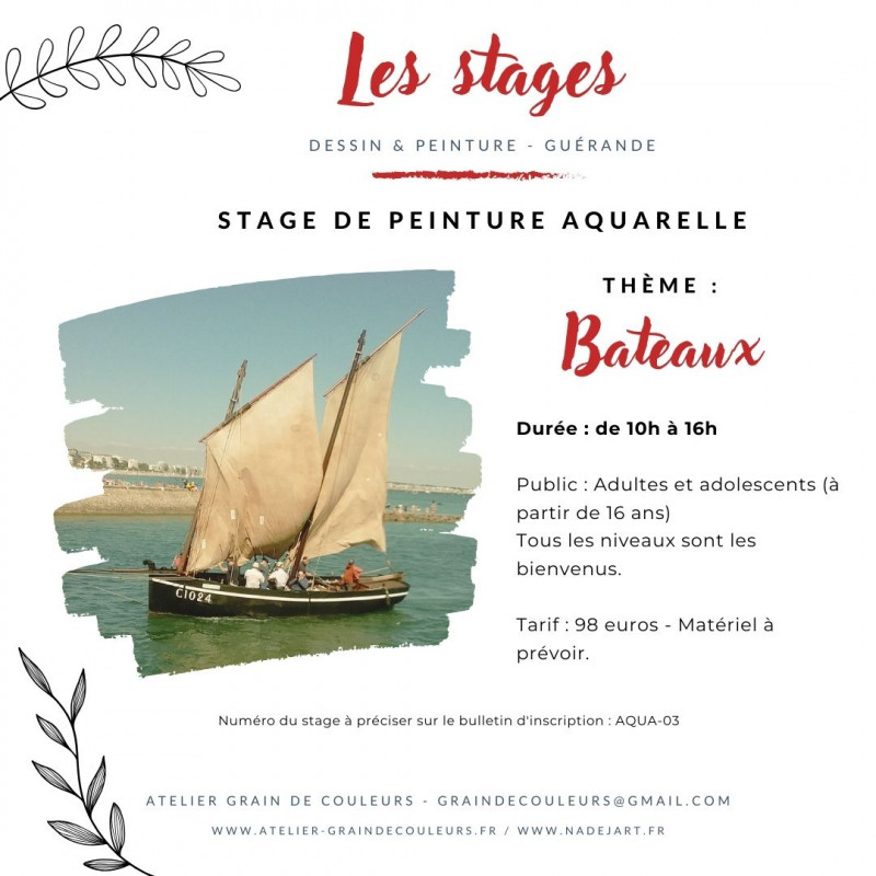 Stage de peinture Aquarelle - Guérande - bateaux