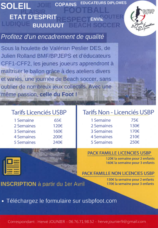 Stages d'été de football USBP - Le Pouliguen 