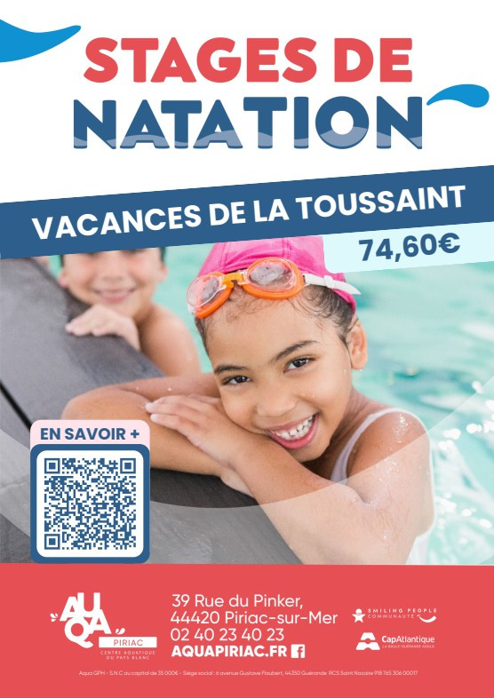 Stages de natation enfants - AquaPiriac - Piriac sur Mer