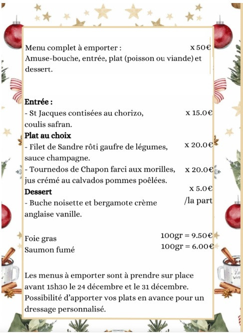 Vos menus de fêtes à emporter à l'Auberge de Kerhinet Vos menus de fêtes à emporter à l'Auberge de Kerhinet