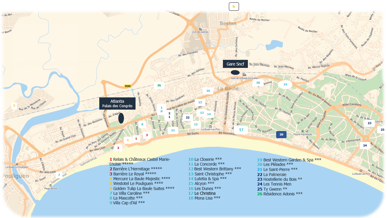 Plan des hôtels de La Baule